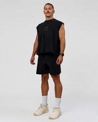 Man wearing Move Fast Heavyweight Boxed Tank - Black Washed | Model:Jaiden | Size:M | Thumbnail Index: 5