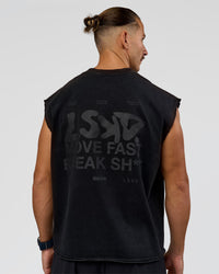 Man wearing Move Fast Heavyweight Boxed Tank - Black Washed | Model:Jaiden | Size:M | Thumbnail Index: 3