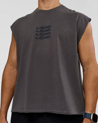 Man wearing Move Fast Heavyweight Boxed Tank - Dark Storm Washed | Model:Jaiden | Size:M | Thumbnail Index: 4