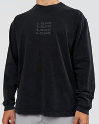 Man wearing Move Fast Heavyweight Oversized Long Sleeve Tee - Black Washed | Model:Jaiden | Size:M | Thumbnail Index: 6