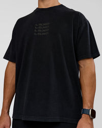Man wearing Move Fast Heavyweight Oversized Tee - Black Washed | Model:Jaiden | Size:M | Thumbnail Index: 10