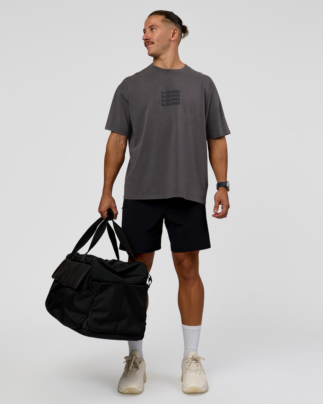 Man wearing Move Fast Heavyweight Oversized Tee - Dark Storm Washed | Model:Jaiden | Size:M - view 7