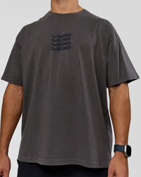 Man wearing Move Fast Heavyweight Oversized Tee - Dark Storm Washed | Model:Jaiden | Size:M | Thumbnail Index: 9