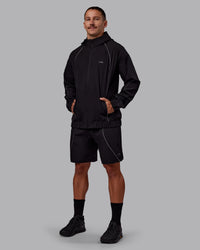 Man wearing Nocturnal Oversized Zip Jacket - Black | Model:Jaiden | Size:M | Thumbnail Index: 6