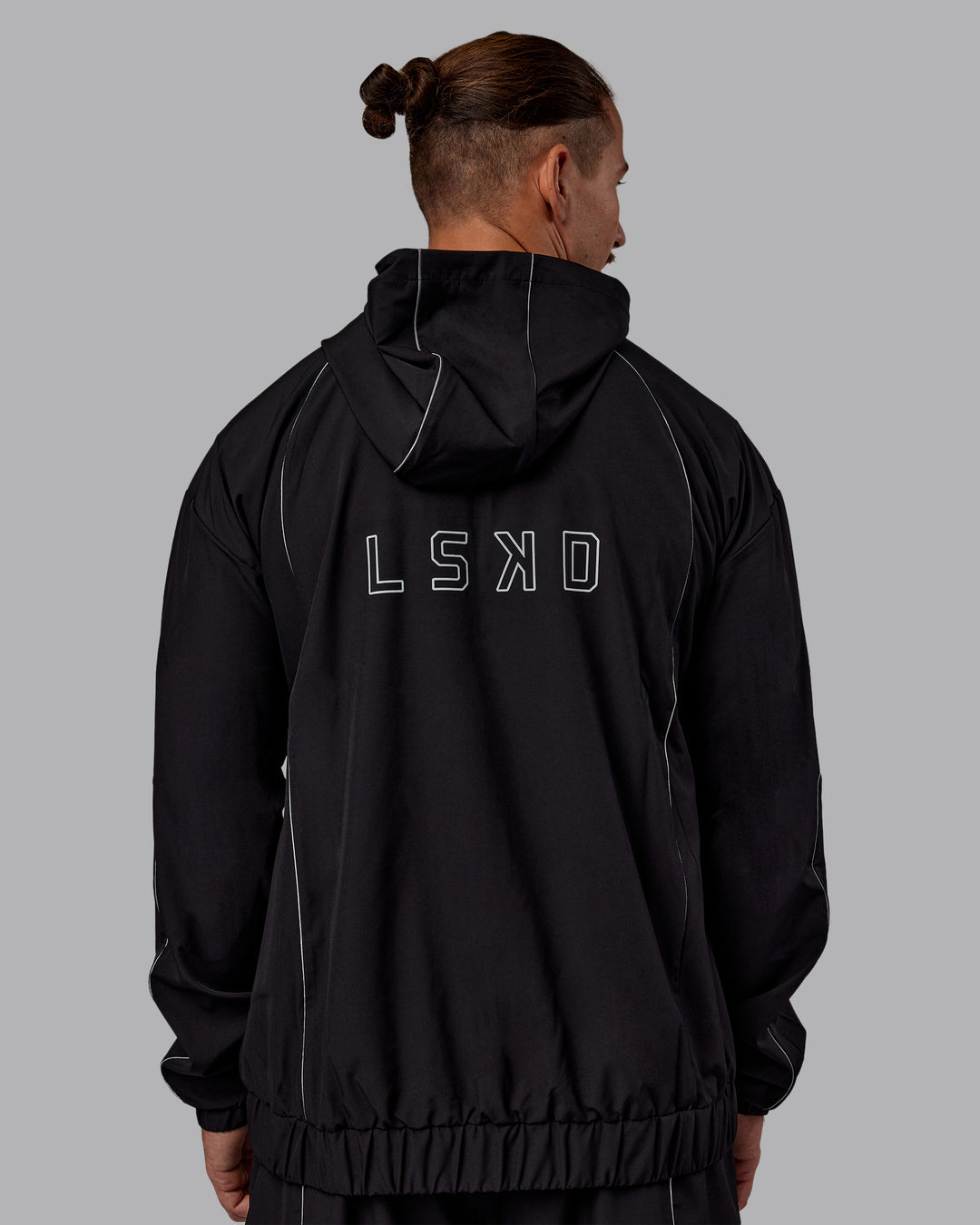 Man wearing Nocturnal Oversized Zip Jacket - Black | Model:Jaiden | Size:M - view 5