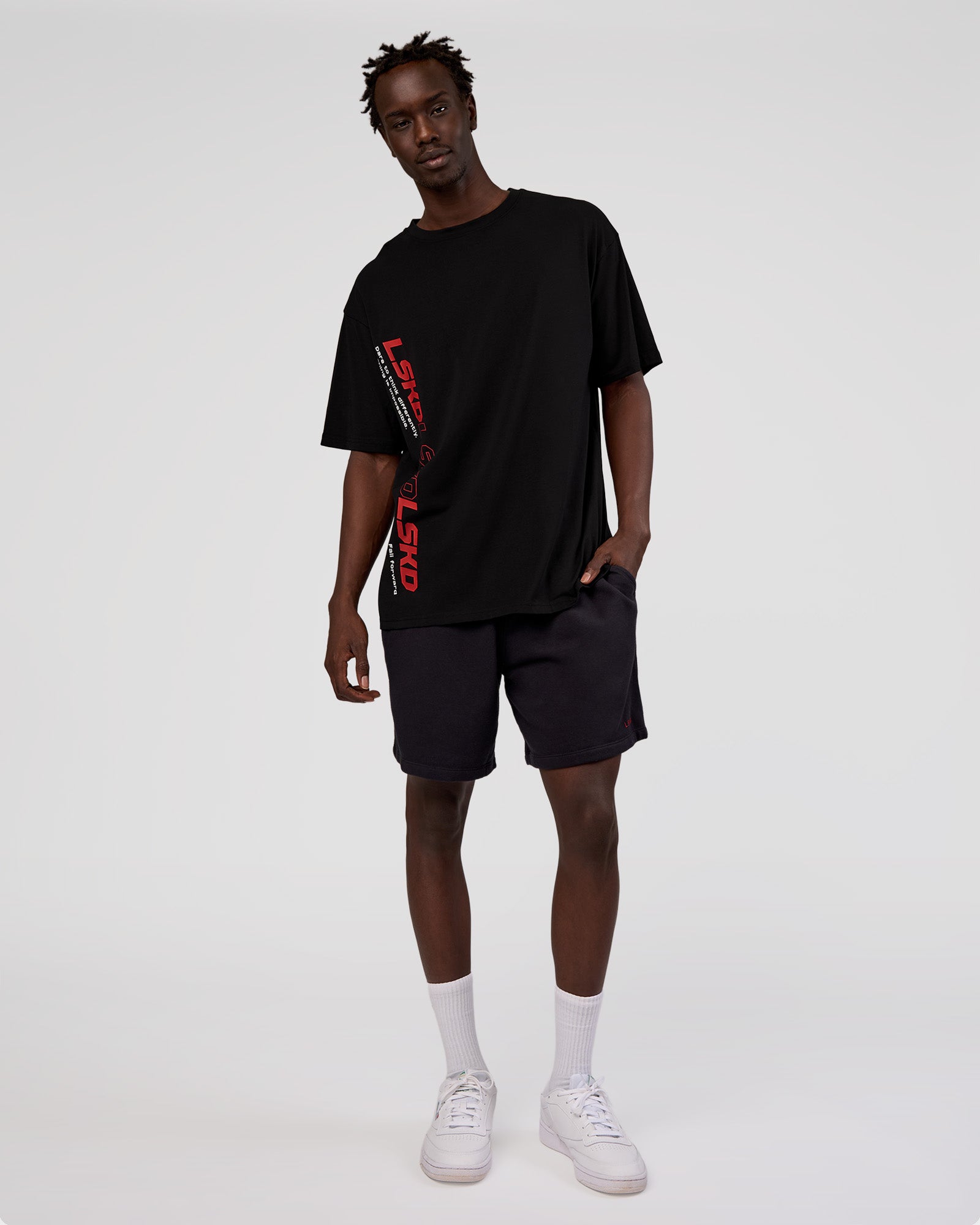 Man wearing Nothing Is Impossible 6" Short - Black-Flame | Model:Okello | Size:M