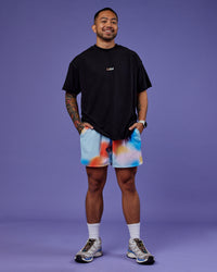 Man wearing Our Journey Heavyweight Oversized Tee - Black-Rainbow | Model:Justin | Size:M | Thumbnail Index: 5