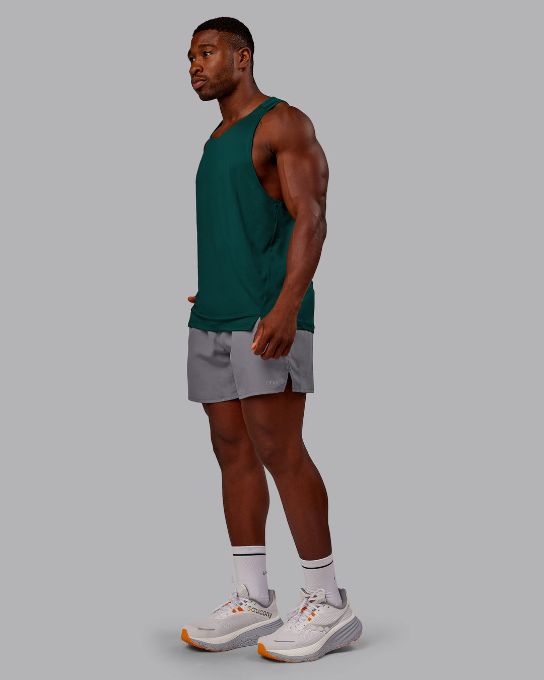 Man wearing Pace Lined Performance Short  5" in Storm Front | Size:M - view 7