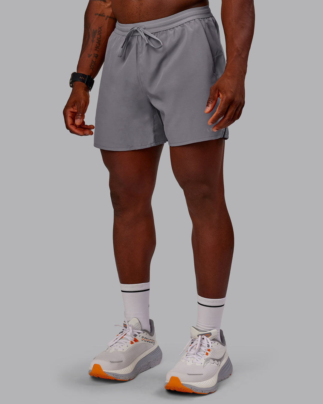 Man wearing Pace Lined Performance Short  5" in Storm Front | Size:M - view 9