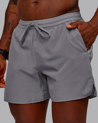 Man wearing Pace Lined Performance Short  5" in Storm Front | Size:M | Thumbnail Index: 4