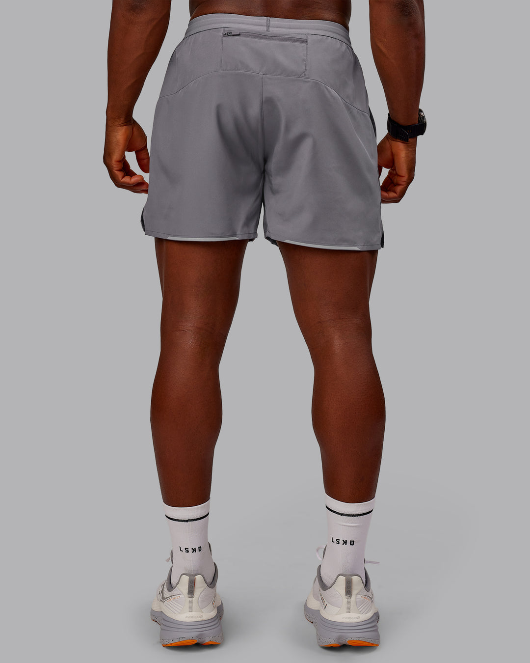 Man wearing Pace Lined Performance Short  5" in Storm Front | Size:M - view 4