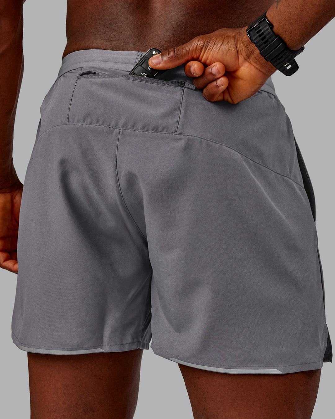 Man wearing Pace Lined Performance Short  5" in Storm Front | Size:M - view 8