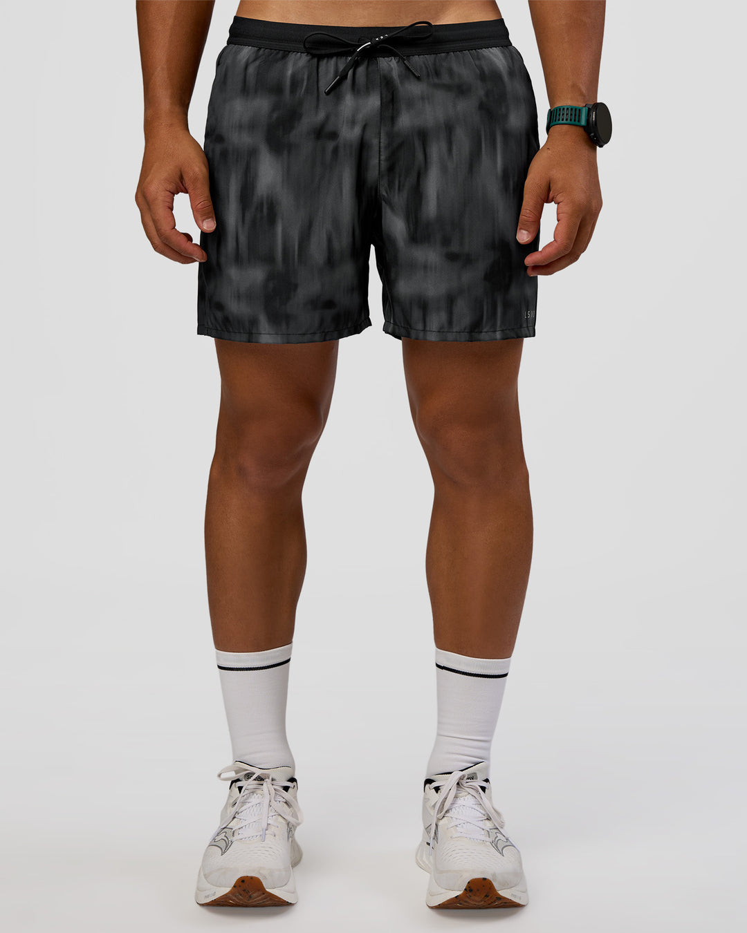 Man wearing Pace 5" Lined Running Short - Lunar Glow | Model:George | Size:M - view 6