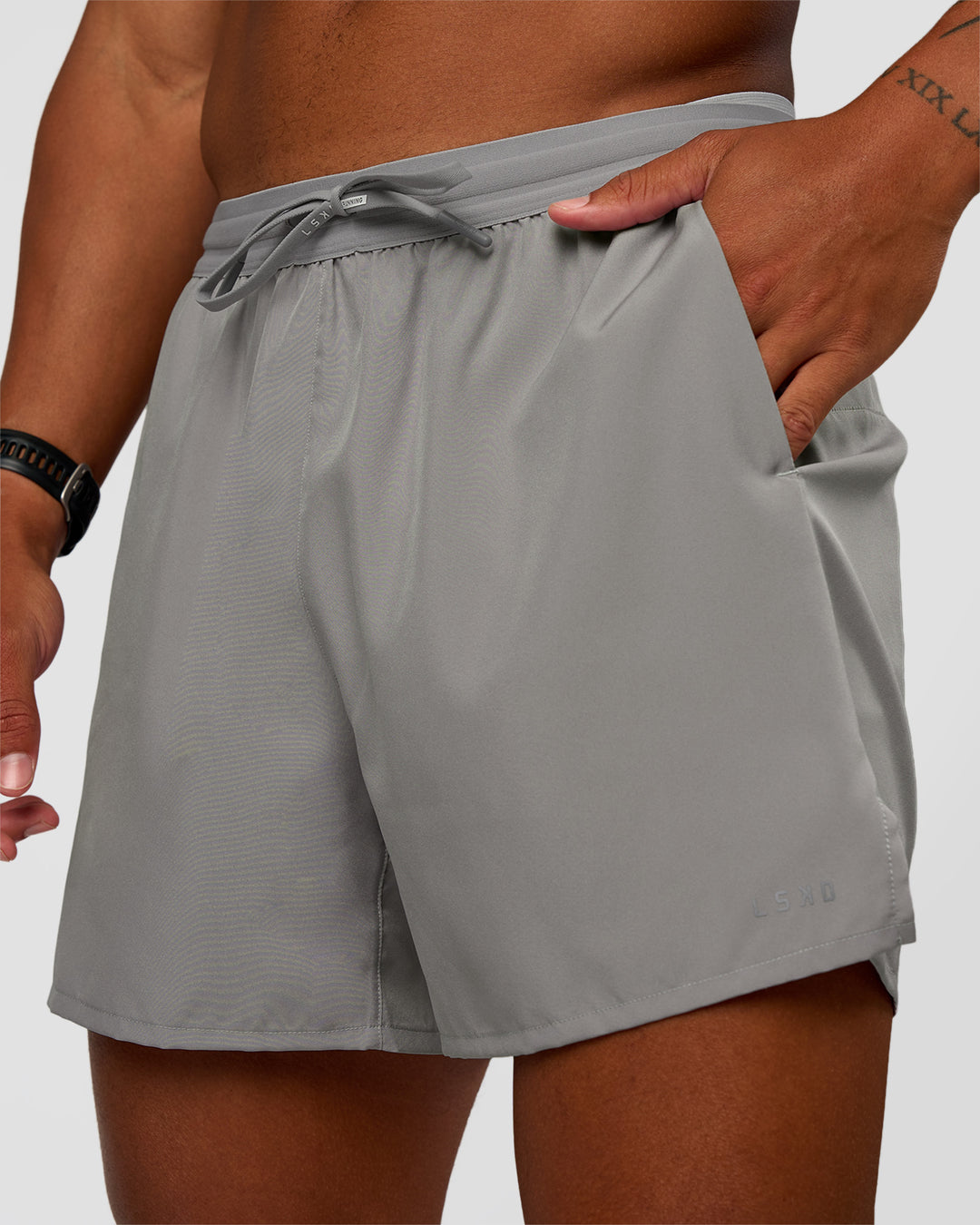 Man wearing Pace 5" Lined Running Short - Alloy | Model:Malebo | Size:M - view 6