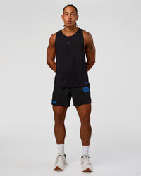 Man wearing Pace 5" Lined Running Short - Black-Palace Blue | Model:Malebo | Size:M | Thumbnail Index: 7
