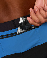 Man wearing Pace 5" Lined Running Short - Black-Palace Blue | Model:Malebo | Size:M | Thumbnail Index: 9
