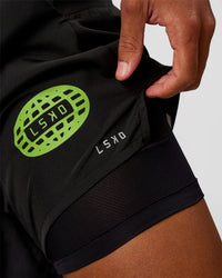 Pace 5" Lined Running Short - Black-Lime Glo Indigo | Thumbnail Index: 3
