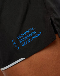 Man wearing Pace 5" Lined Running Short - Black-Lime Glo Indigo | Model:Malebo | Size:M | Thumbnail Index: 5