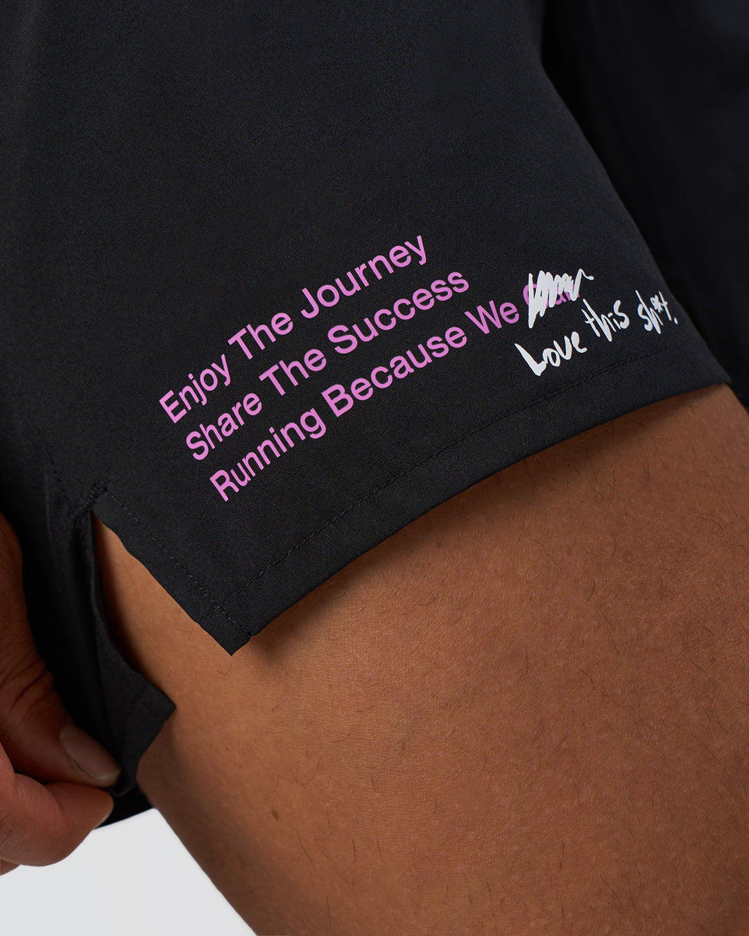 Man wearing Pace 5" Lined Running Short - Black-Ultra Fuchsia | Model:Daarian | Size:M - view 5