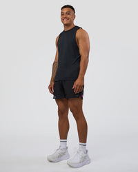Man wearing Pace 5" Lined Running Short - Black-Ultra Fuchsia | Model:Daarian | Size:M | Thumbnail Index: 6