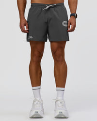 Man wearing Pace 5" Lined Running Short - Dark Storm-Alloy | Model:Jaiden | Size:M | Thumbnail Index: 4