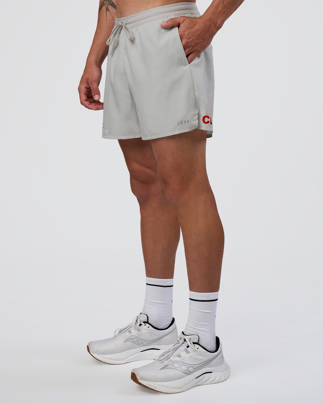 Man wearing Pace 5" Lined Running Short - Digital Mist-Flame | Model:Konnor | Size:M - view 9