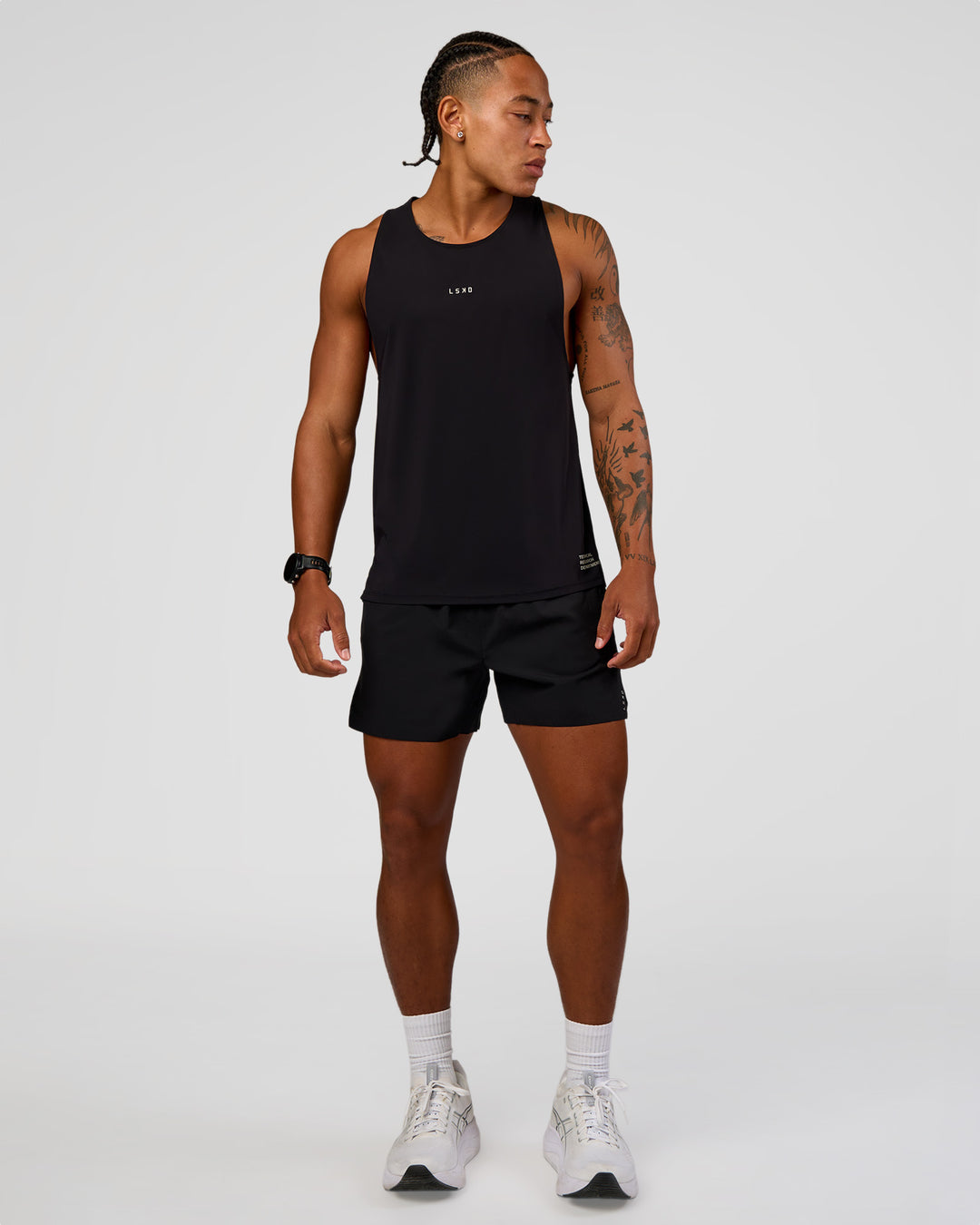 Man wearing Pace Air 5" Lined Running Short - Black | Model:Malebo | Size:M - view 2
