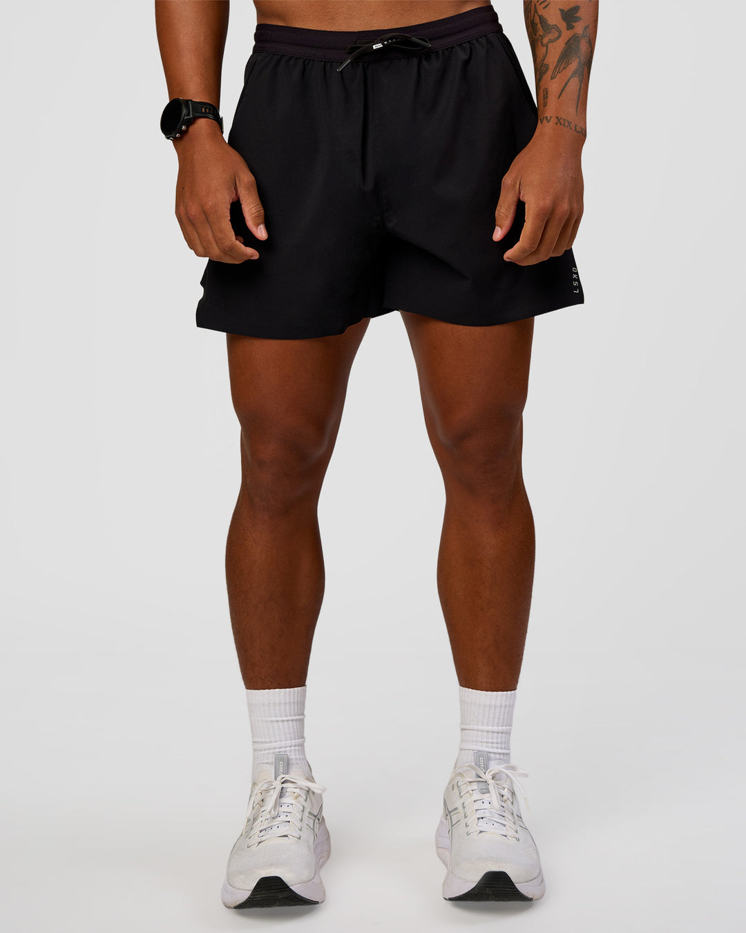 Man wearing Pace Air 5" Lined Running Short - Black | Model:Malebo | Size:M - view 1