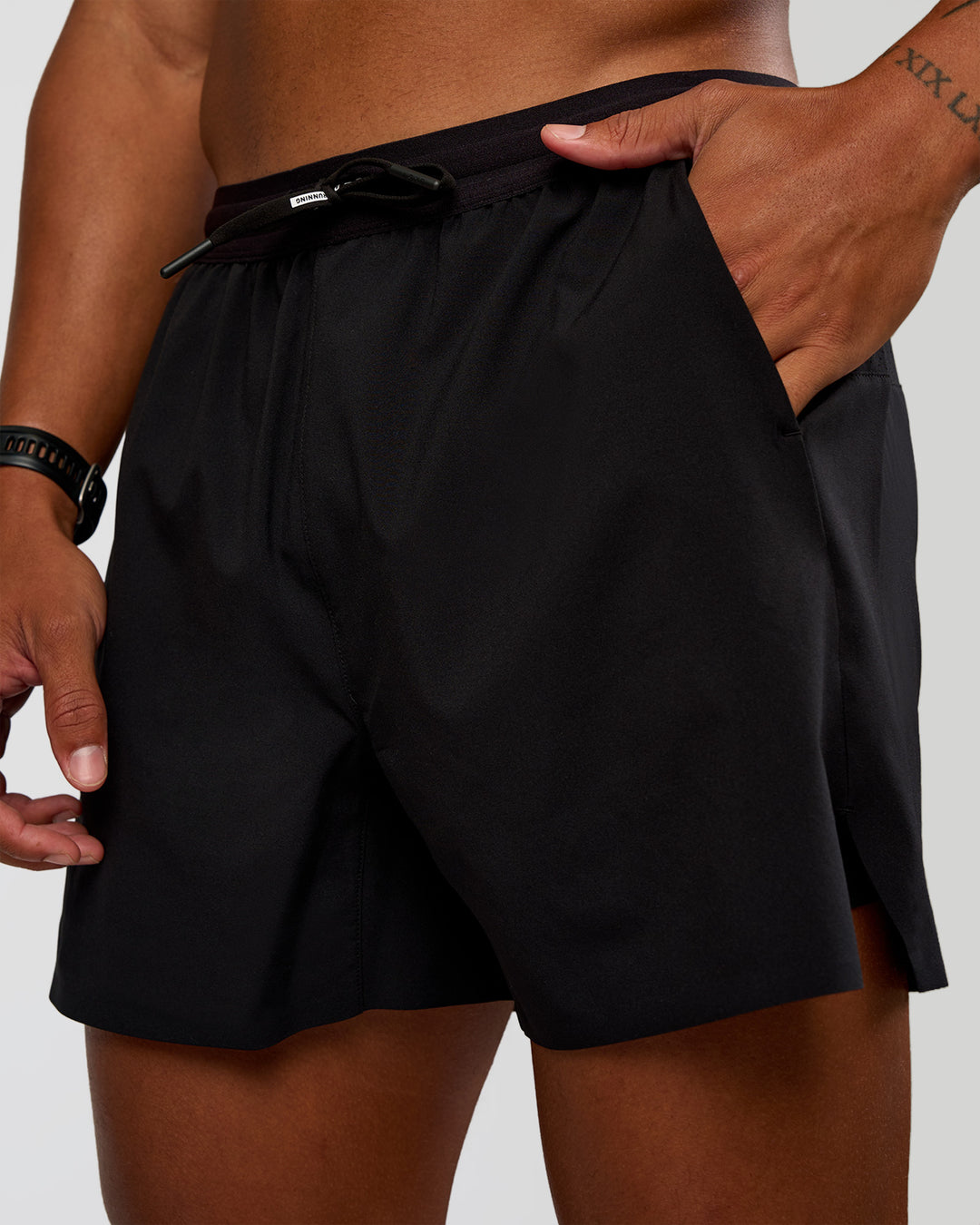 Man wearing Pace Air 5" Lined Running Short - Black | Model:Malebo | Size:M - view 8