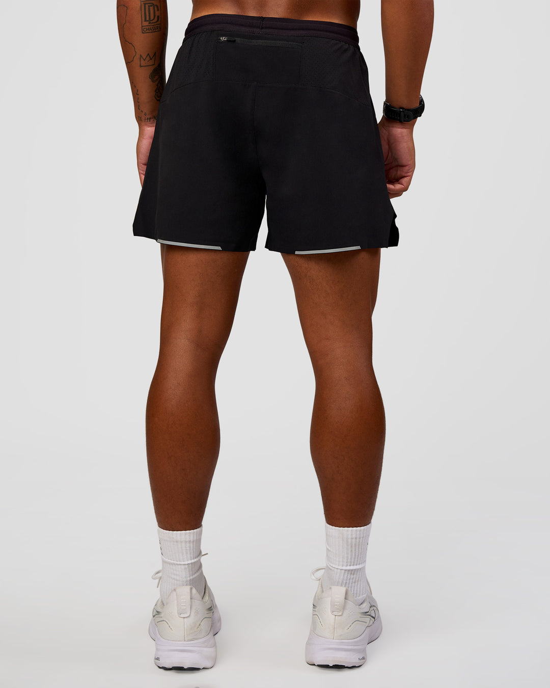 Man wearing Pace Air 5" Lined Running Short - Black | Model:Malebo | Size:M - view 4