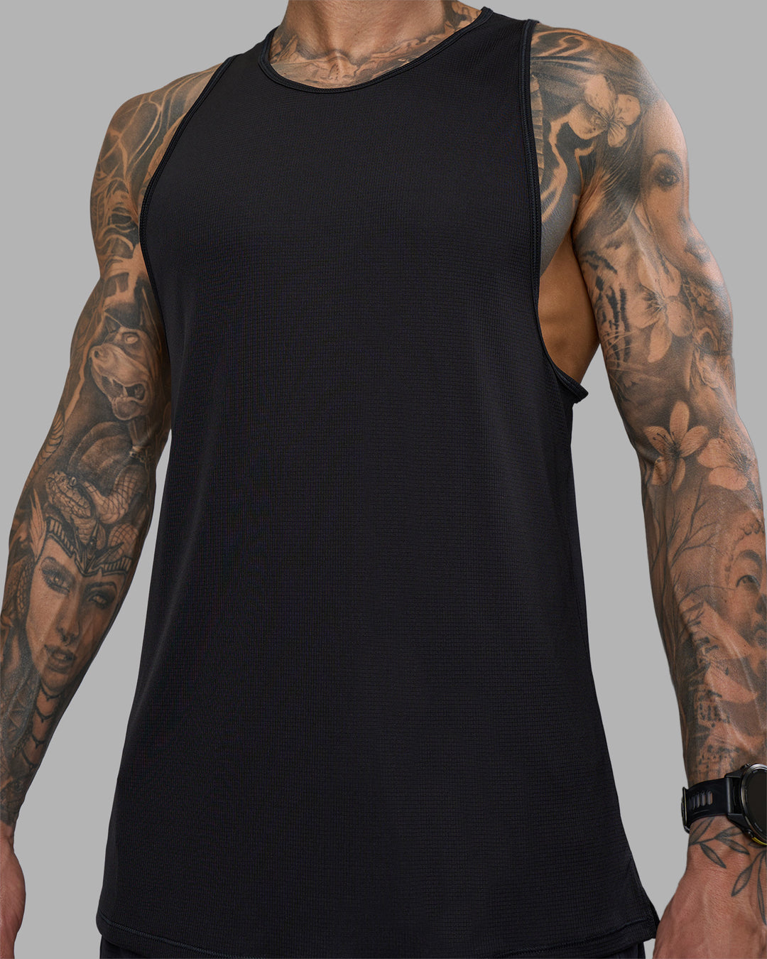 Man wearing Pace Running Tank - Black | Model:Tommy | Size:M - view 1