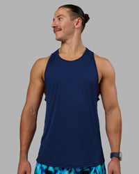 Man wearing Pace Running Tank - Midnight Blue | Model:Jaiden | Size:M | Thumbnail Index: 0