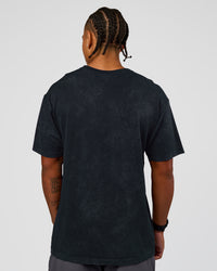 Man wearing Power Oversized Tee - Black Washed | Model:Malebo | Size:M | Thumbnail Index: 2