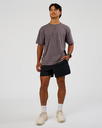 Man wearing Power Oversized Tee - Duskstone Washed | Model:George | Size:M | Thumbnail Index: 4