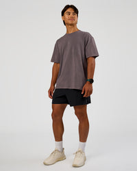 Man wearing Power Oversized Tee - Duskstone Washed | Model:George | Size:M | Thumbnail Index: 1