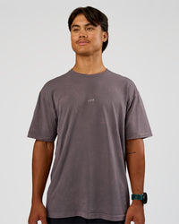 Man wearing Power Oversized Tee - Duskstone Washed | Model:George | Size:M | Thumbnail Index: 0
