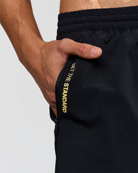 Man wearing Pride Rep 7" Training Shorts - Black - Black | Model:Albert | Size:M | Thumbnail Index: 6