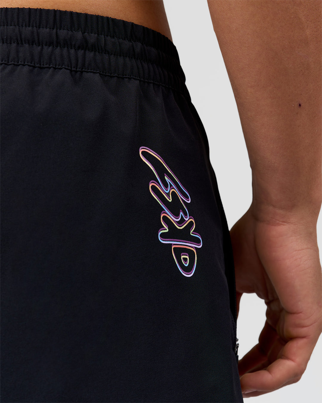 Man wearing Pride Rep 7" Training Shorts - Black - Black | Model:Albert | Size:M - view 4