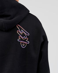 Man wearing Pride Sticker Boxy Hoodie - Black | Model:Albert | Size:M | Thumbnail Index: 4