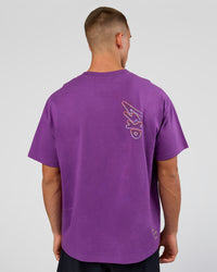 Man wearing Pride Sticker Boxy Tee - Fresh Purple | Model:Albert | Size:M | Thumbnail Index: 3