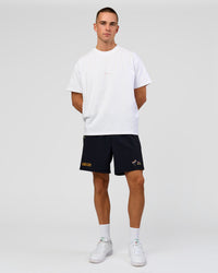 Man wearing Pride Sticker Boxy Tee - White | Model:Albert | Size:M | Thumbnail Index: 6