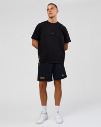 Man wearing Pride Sticker Boxy Tee - Black | Model:Albert | Size:M | Thumbnail Index: 9