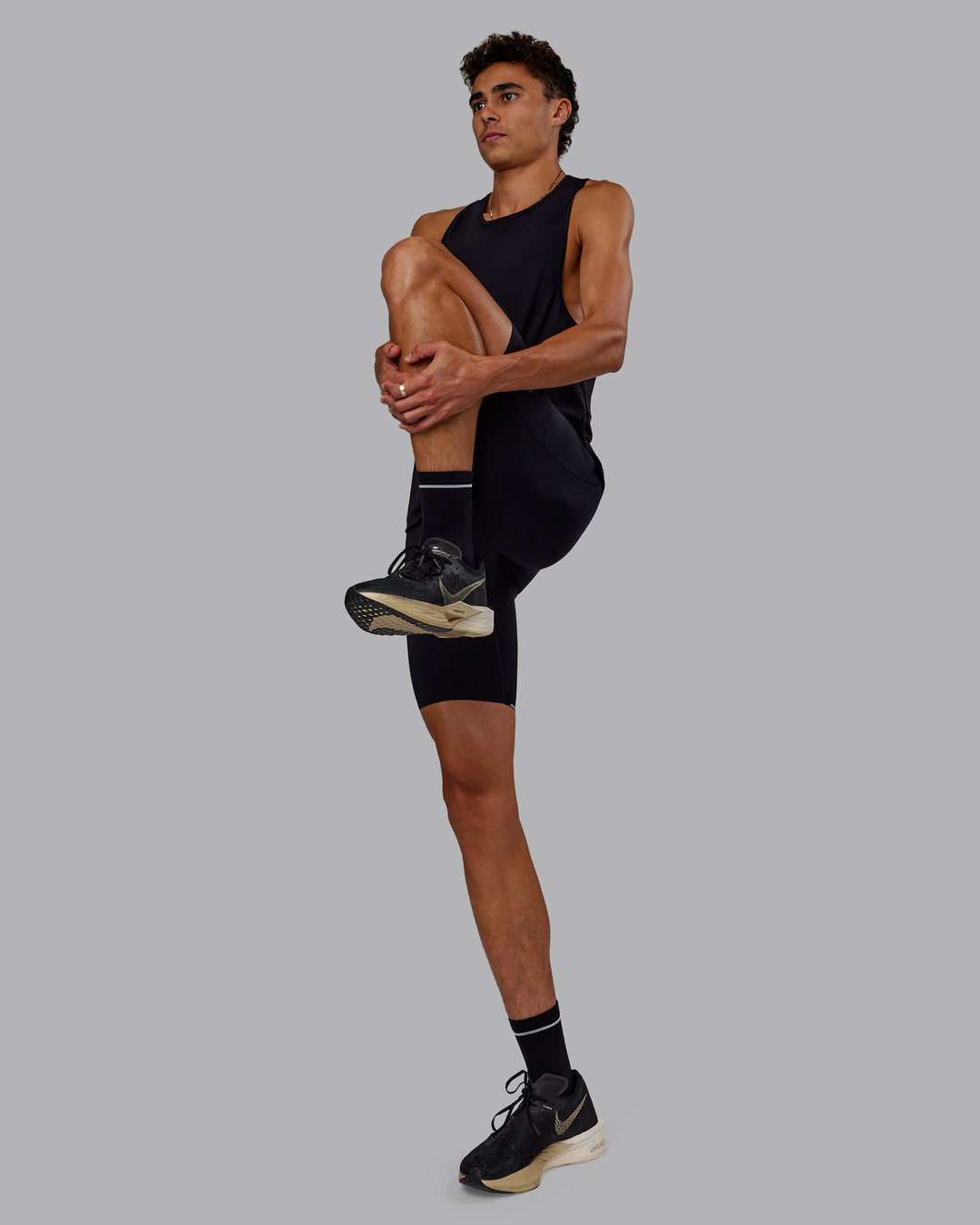 Man wearing Race Day Short Tight 8" in Black | Model:Jaxon | Size:M - view 8