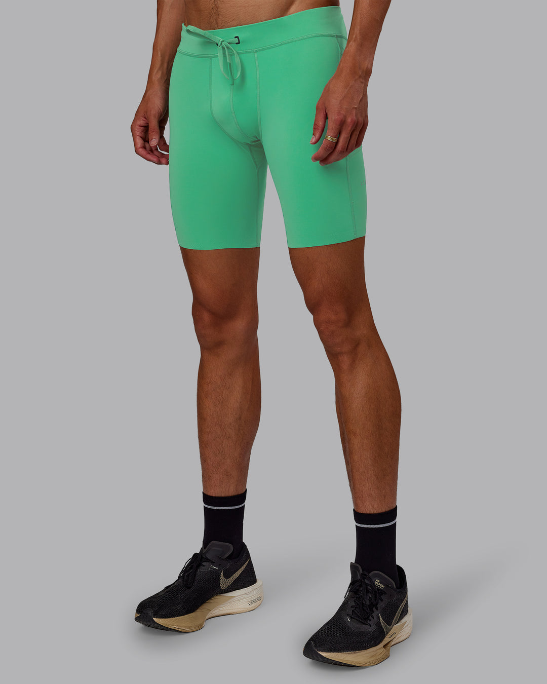 Man wearing Race Day Short Tight 8" - Mystic Green | Model:Jaxon | Size:M - view 1