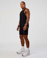 Man wearing Race Day 8" Short Tight - Black-Alloy | Model:Malebo | Size:M | Thumbnail Index: 9