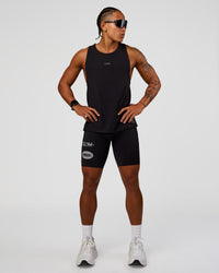 Man wearing Race Day 8" Short Tight - Black-Alloy | Model:Malebo | Size:M | Thumbnail Index: 1