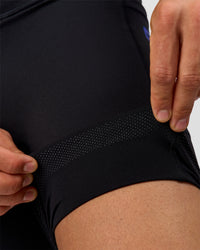 Man wearing Race Day 8" Short Tight - Black-Electric Indigo | Model:Albert | Size:M | | Thumbnail Index: 6