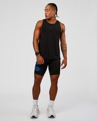 Man wearing Race Day 8" Short Tight - Black-Palace Blue | Model:Malebo | Size:M | Thumbnail Index: 3