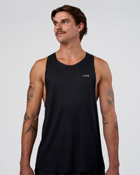 Man wearing Race Day Tank - Black-White | Model:Konnor | Size:M | Thumbnail Index: 0