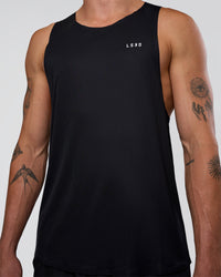 Man wearing Race Day Tank - Black-White | Model:Konnor | Size:M | Thumbnail Index: 4